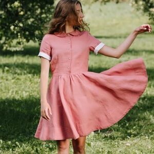 Son de Flor Linen Classic Dress in vintage pink